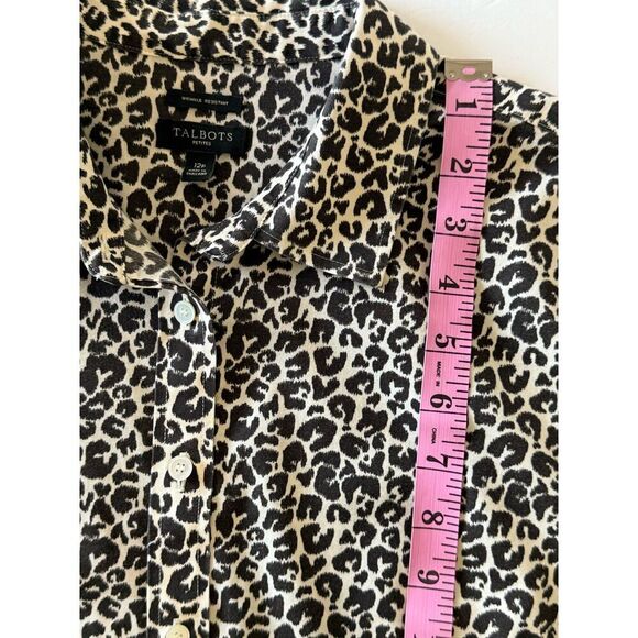 Talbots Blouse 12P Animal Print Leopard Preppy Career Shirt Office Wear No Iron - Picture 12 of 14
